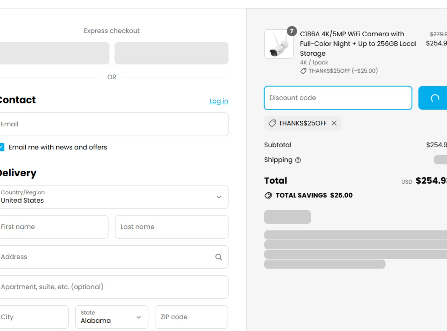 Zosi coupon code screenshot showing code THANKS$25off applied at Zosi checkout page. Uploaded by SimplyCodes community member VayneChambeadora on Jul 25, 2025