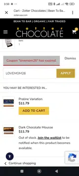LOVEMOM26 coupon verification screenshot