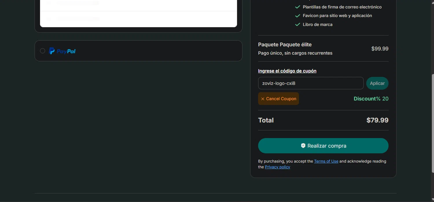 Zoviz coupon code screenshot showing code zoviz-logo-cxi8 applied at Zoviz checkout page. Uploaded by SimplyCodes community member Nicoletorres on Oct 6, 2025
