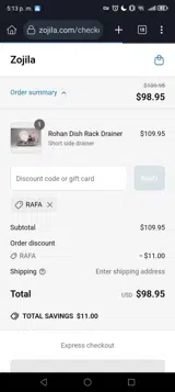 RAFA coupon verification screenshot