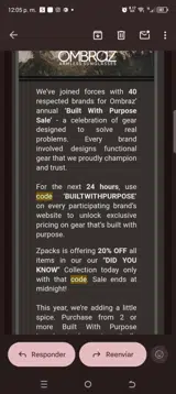 BUILTWITHPURPOSE coupon verification screenshot