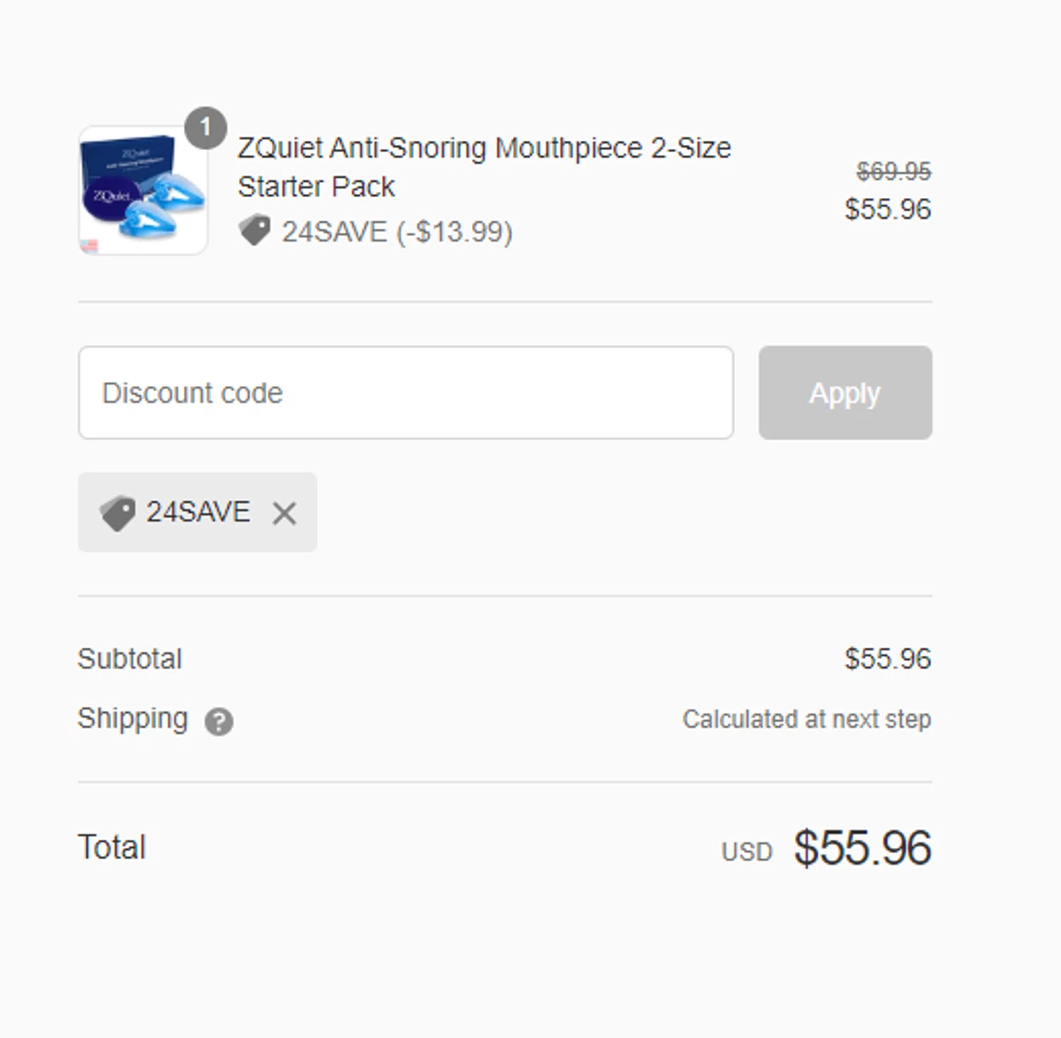 where to use ZQuiet promo code box