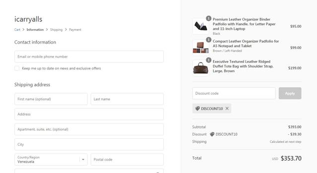 iCarryalls checkout page showing iCarryalls promo code box | Screenshot taken by SimplyCodes community member on Apr 8, 2021