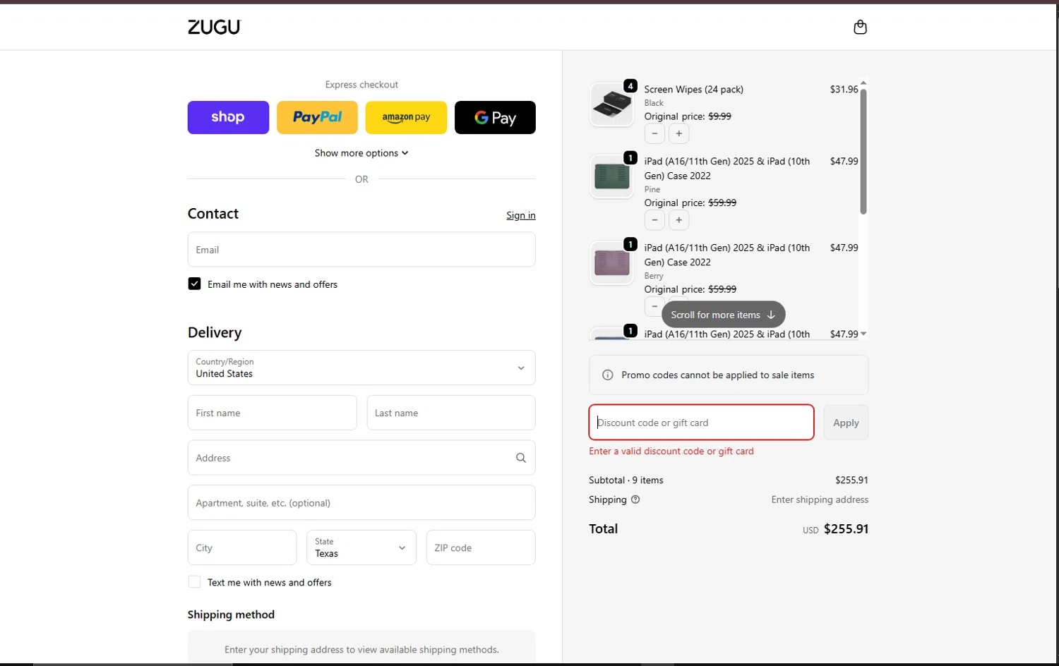 Zugu Case promo code screenshot showing code WELCOME10 applied at Zugu Case checkout page. Uploaded by SimplyCodes community member WiseScout3498 on Nov 28, 2025