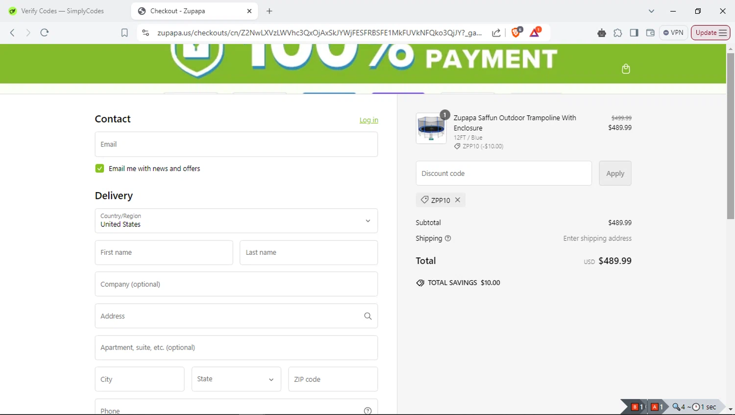 where to use Zupapa promo code box