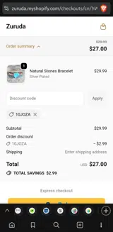 10JOZA coupon verification screenshot
