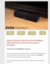 ZVOX coupon verification screenshot