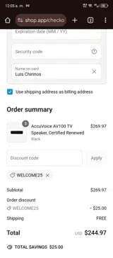 ZVOX coupon verification screenshot