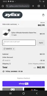 Save10 coupon verification screenshot