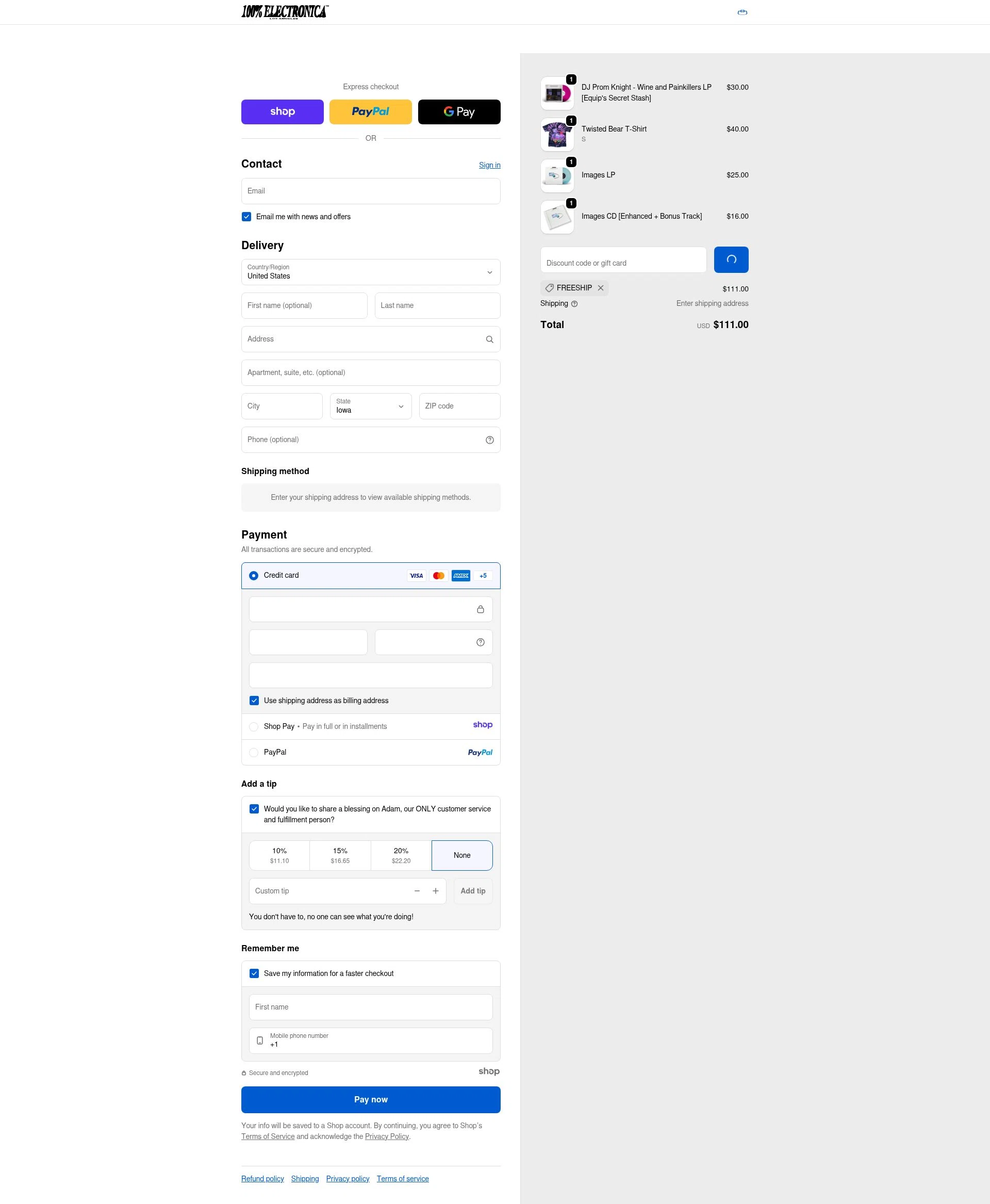 100% Electronica checkout page showing 100% Electronica discount code box | Screenshot taken by SimplyCodes community member on Dec 23, 2025