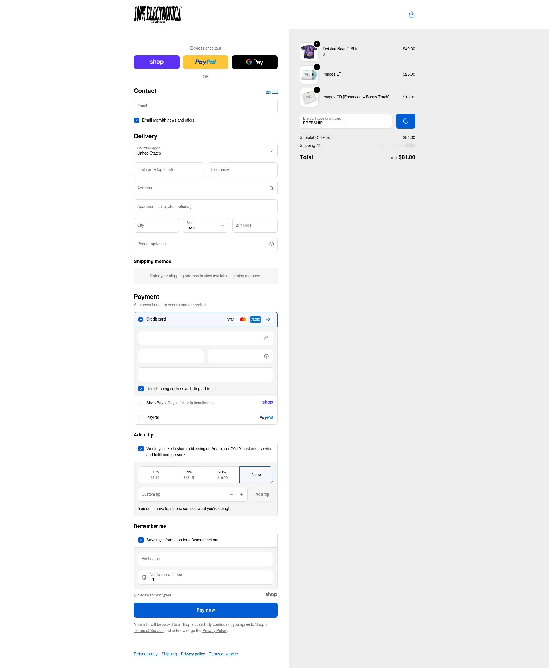 100% Electronica checkout page showing 100% Electronica discount code box | Screenshot taken by SimplyCodes community member on Dec 28, 2025