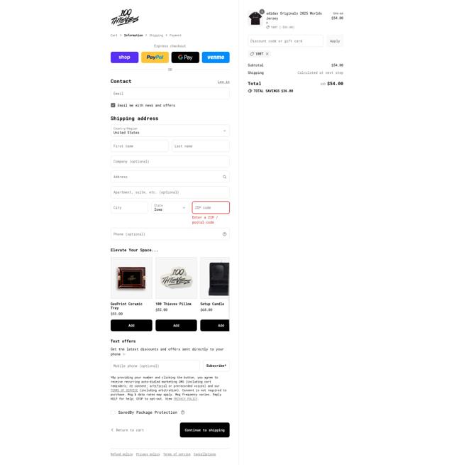 100 Thieves checkout page showing 100 Thieves discount code box | Screenshot taken by SimplyCodes community member on Sep 4, 2025