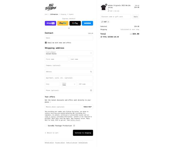 100 Thieves checkout page showing 100 Thieves discount code box | Screenshot taken by SimplyCodes community member on Aug 17, 2025