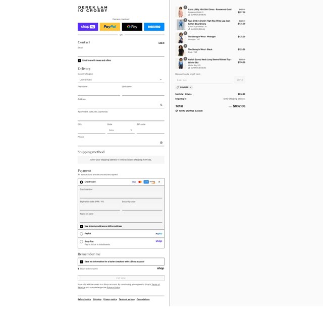 Derek Lam checkout page showing Derek Lam promo code box | Screenshot taken by SimplyCodes community member on Aug 27, 2025