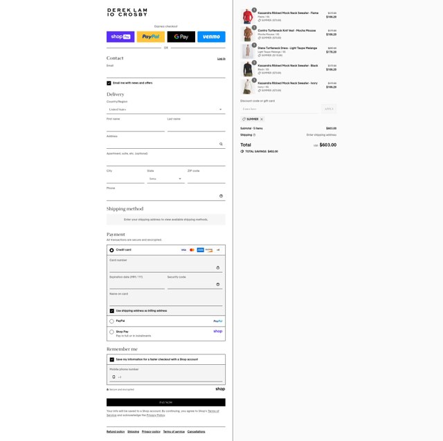 Derek Lam checkout page showing Derek Lam promo code box | Screenshot taken by SimplyCodes community member on Aug 23, 2025