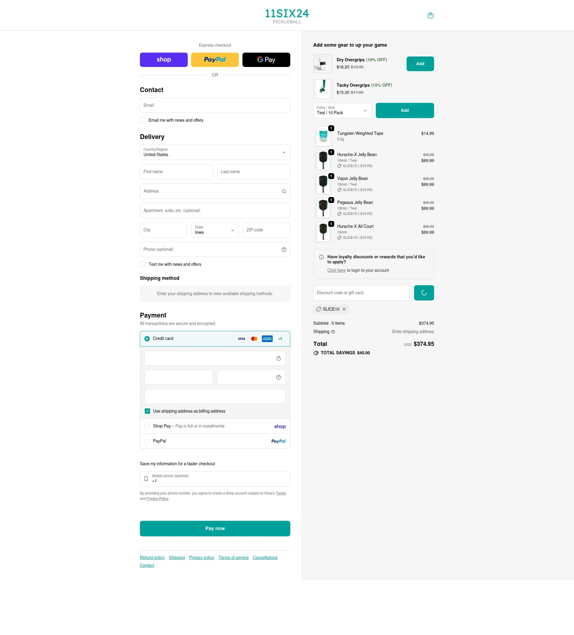 11SIX24 checkout page showing 11SIX24 discount code box | Screenshot taken by SimplyCodes community member on Feb 20, 2026