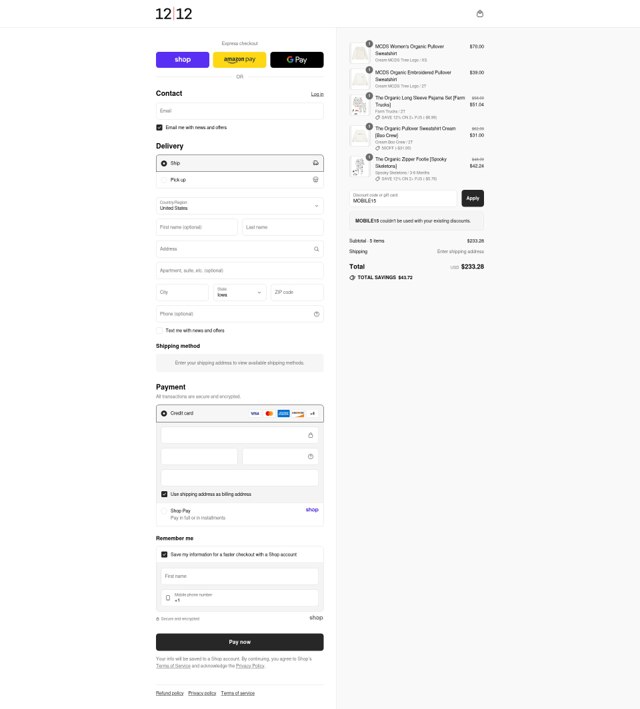1212 checkout page showing 1212 promo code box | Screenshot taken by SimplyCodes community member on Aug 31, 2025