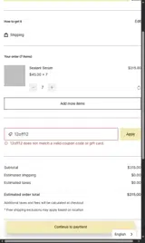 TwelVe12 coupon verification screenshot