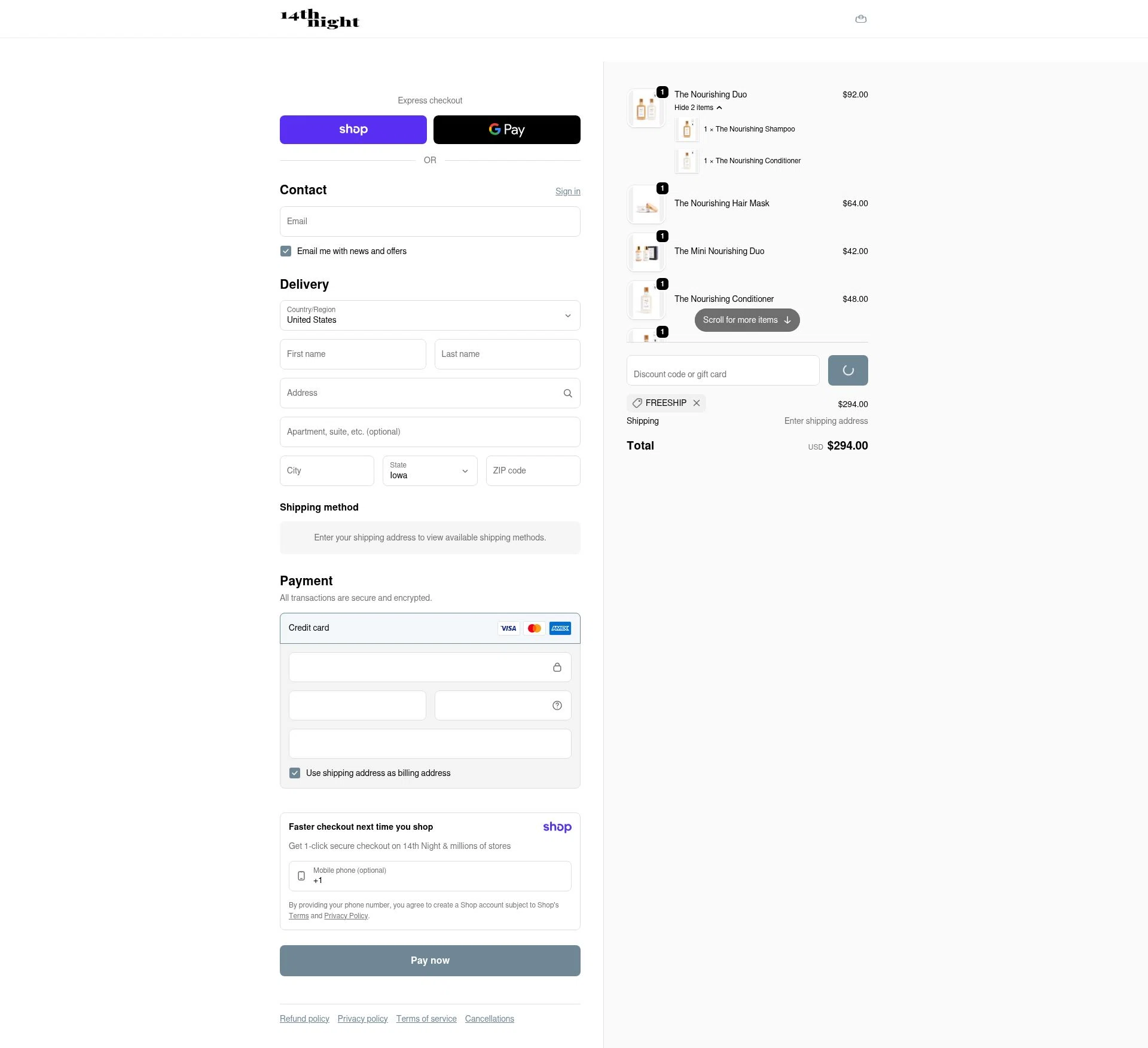 14th night checkout page showing 14th night promo code box | Screenshot taken by SimplyCodes community member on Jan 11, 2026