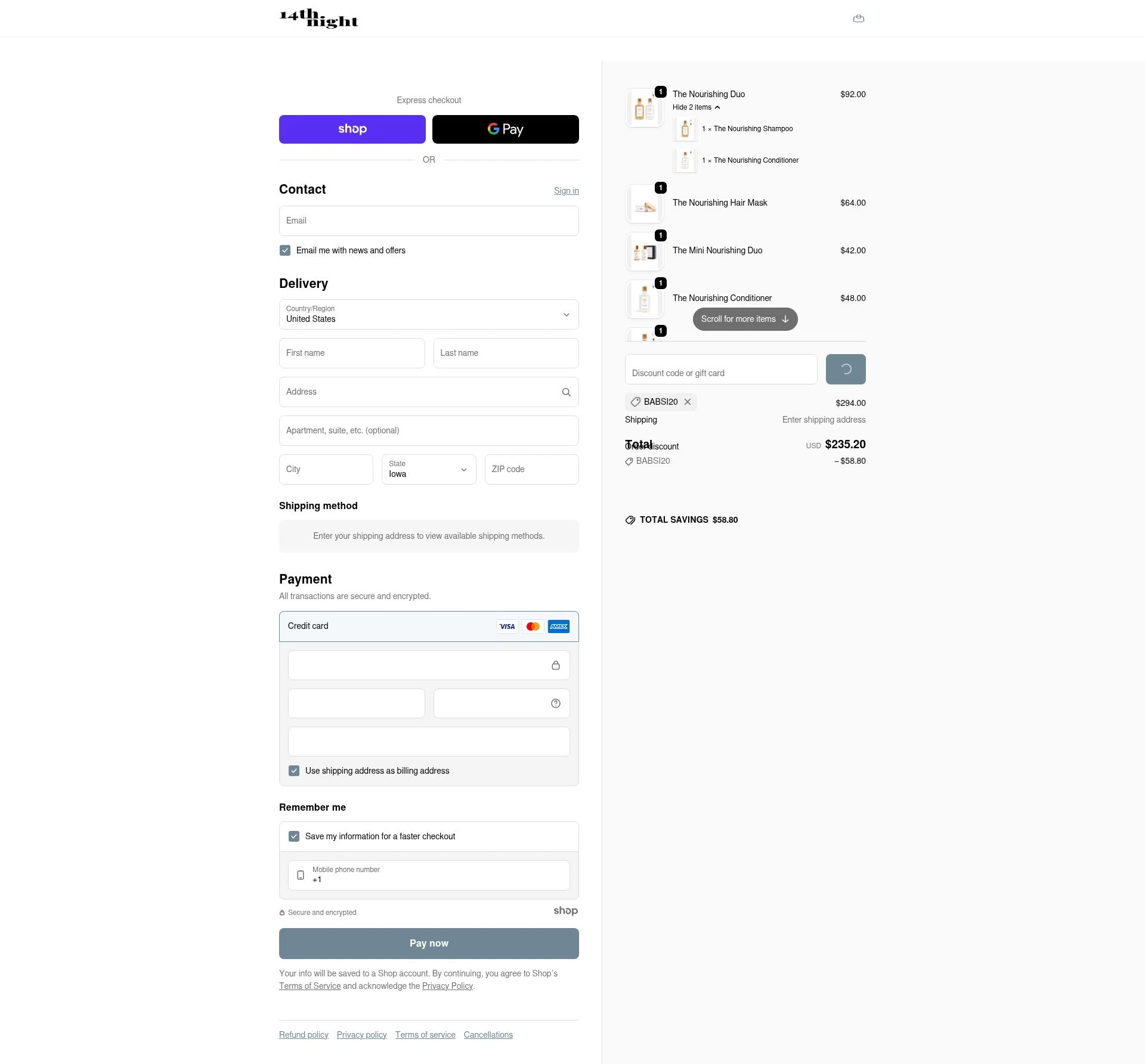 14th night checkout page showing 14th night promo code box | Screenshot taken by SimplyCodes community member on Jan 5, 2026