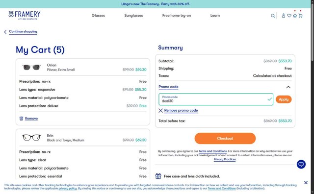 1-800 Contacts checkout page showing 1-800 Contacts promo code box | Screenshot taken by SimplyCodes community member on Aug 28, 2025