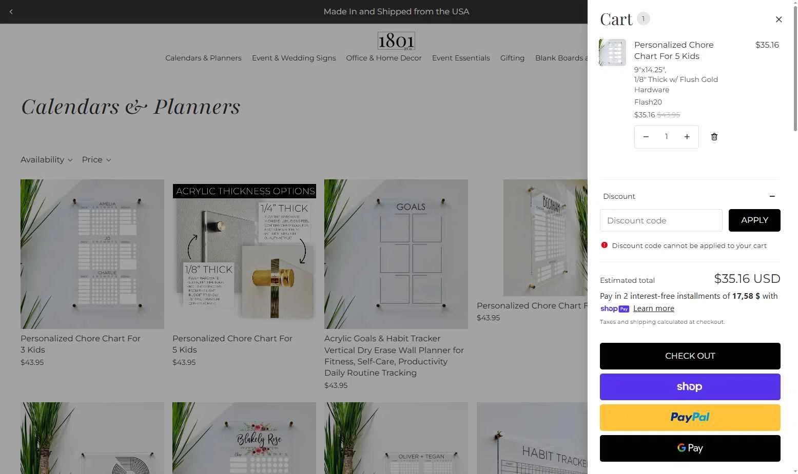 1801&Co. checkout page showing 1801&Co. promo code box | Screenshot taken by SimplyCodes community member on Jan 14, 2026