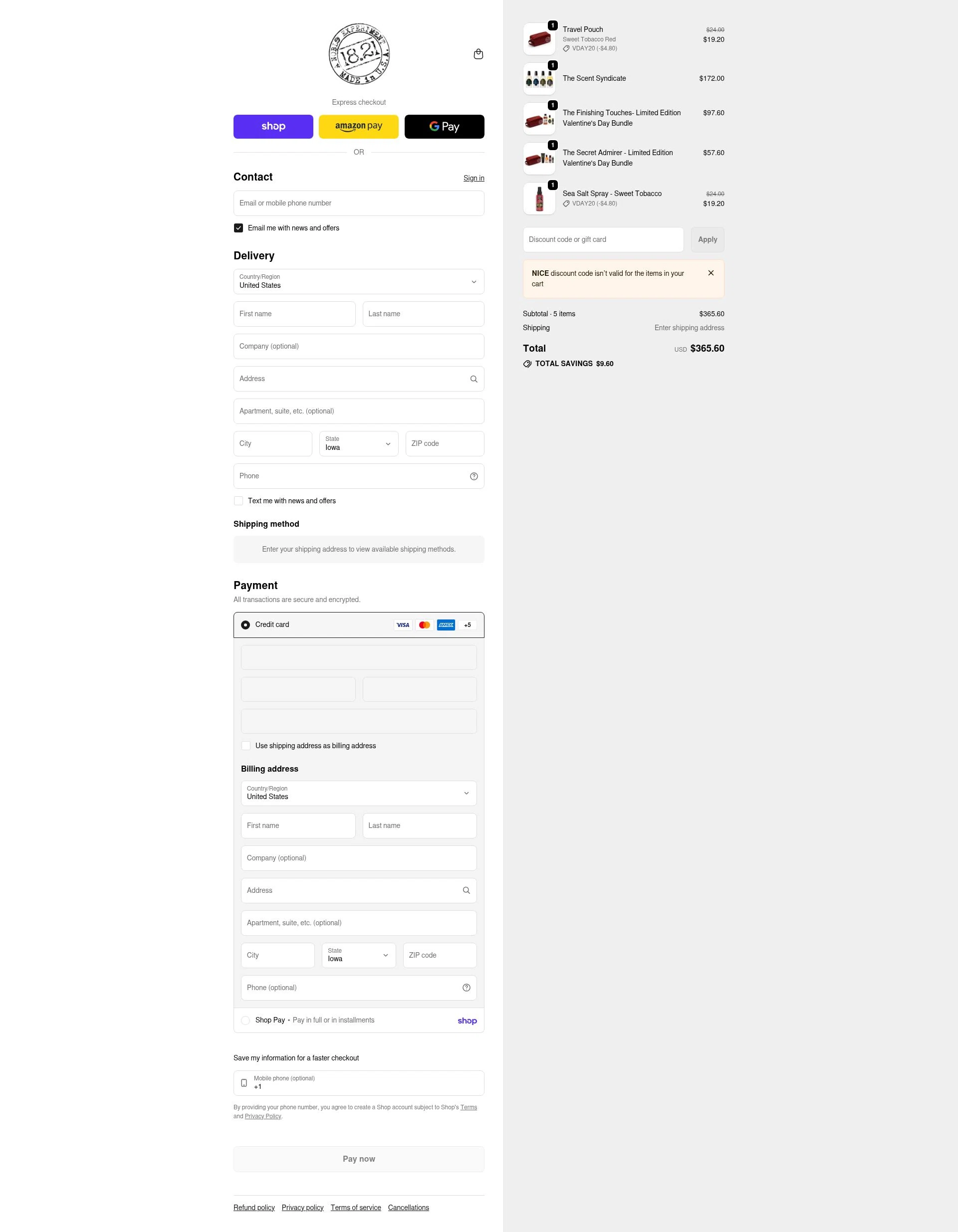 18.21 Man Made checkout page showing 18.21 Man Made promo code box | Screenshot taken by SimplyCodes community member on Feb 14, 2026