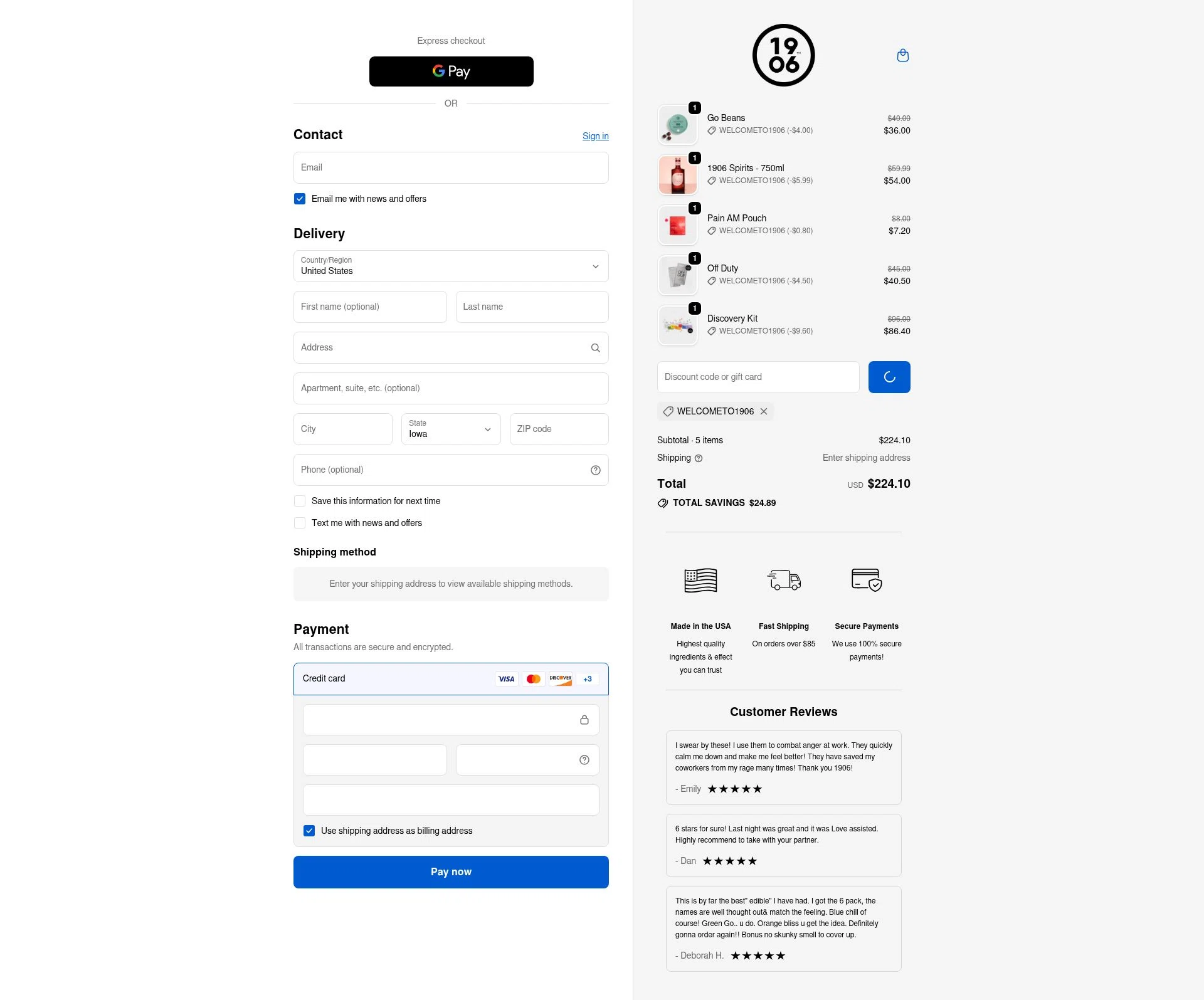 1906 checkout page showing 1906 discount code box | Screenshot taken by SimplyCodes community member on Jan 5, 2026