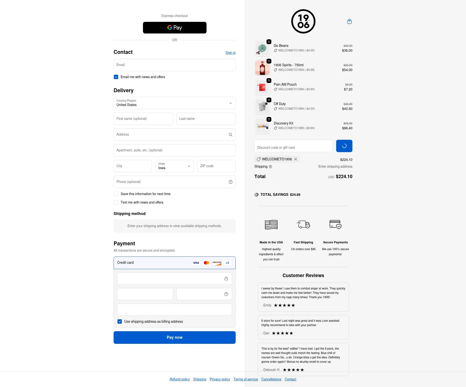 1906 checkout page showing 1906 discount code box | Screenshot taken by SimplyCodes community member on Jan 10, 2026