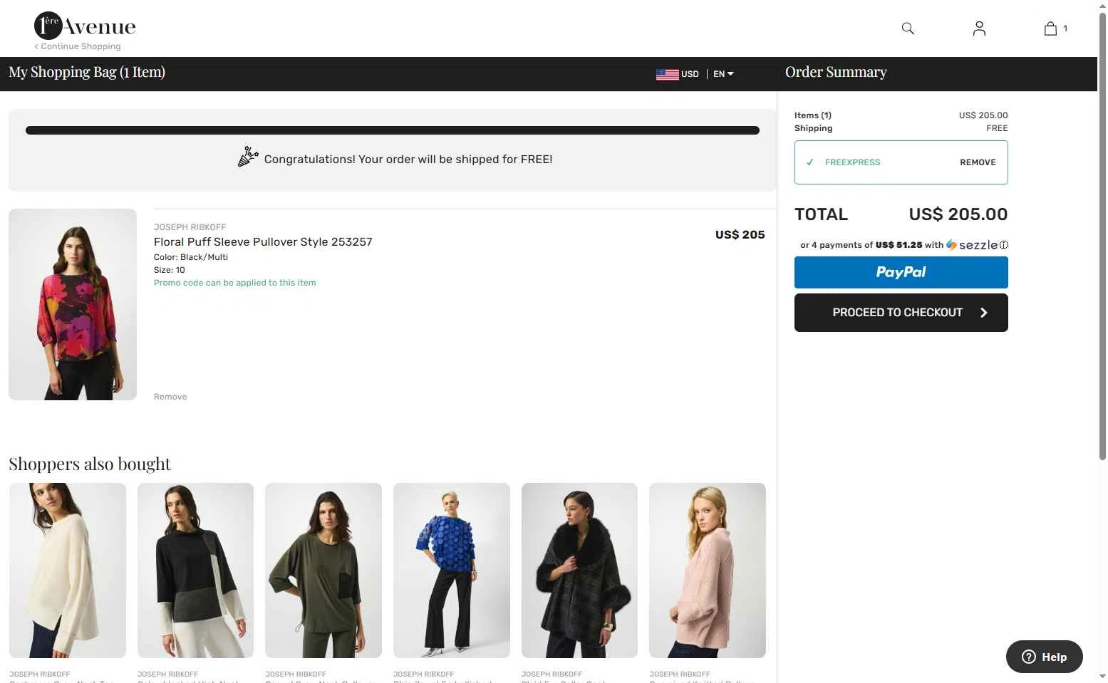 1ere Avenue checkout page showing 1ere Avenue discount code box | Screenshot taken by SimplyCodes community member on Jul 16, 2025