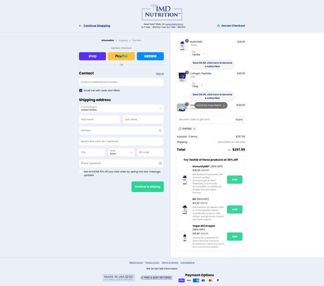 1MD checkout page showing 1MD discount code box | Screenshot taken by SimplyCodes community member on Sep 13, 2025
