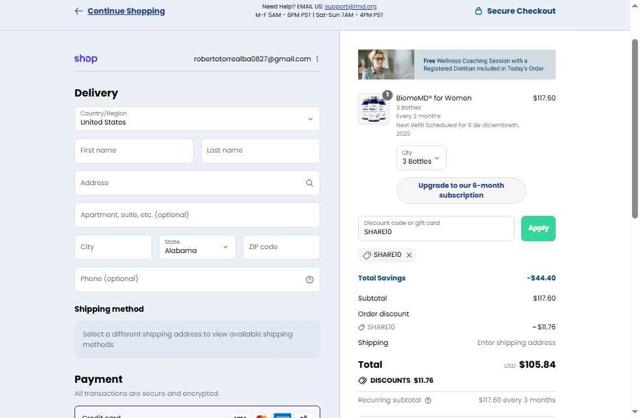 1MD checkout page showing 1MD discount code box | Screenshot taken by SimplyCodes community member on Sep 10, 2025