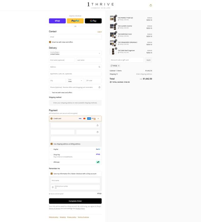 1Thrive checkout page showing 1Thrive promo code box | Screenshot taken by SimplyCodes community member on Sep 3, 2025