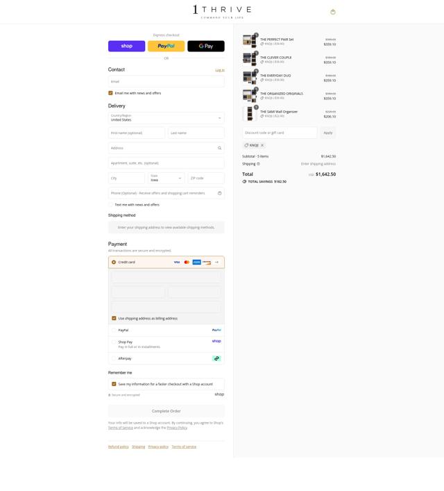 1Thrive checkout page showing 1Thrive promo code box | Screenshot taken by SimplyCodes community member on Aug 30, 2025