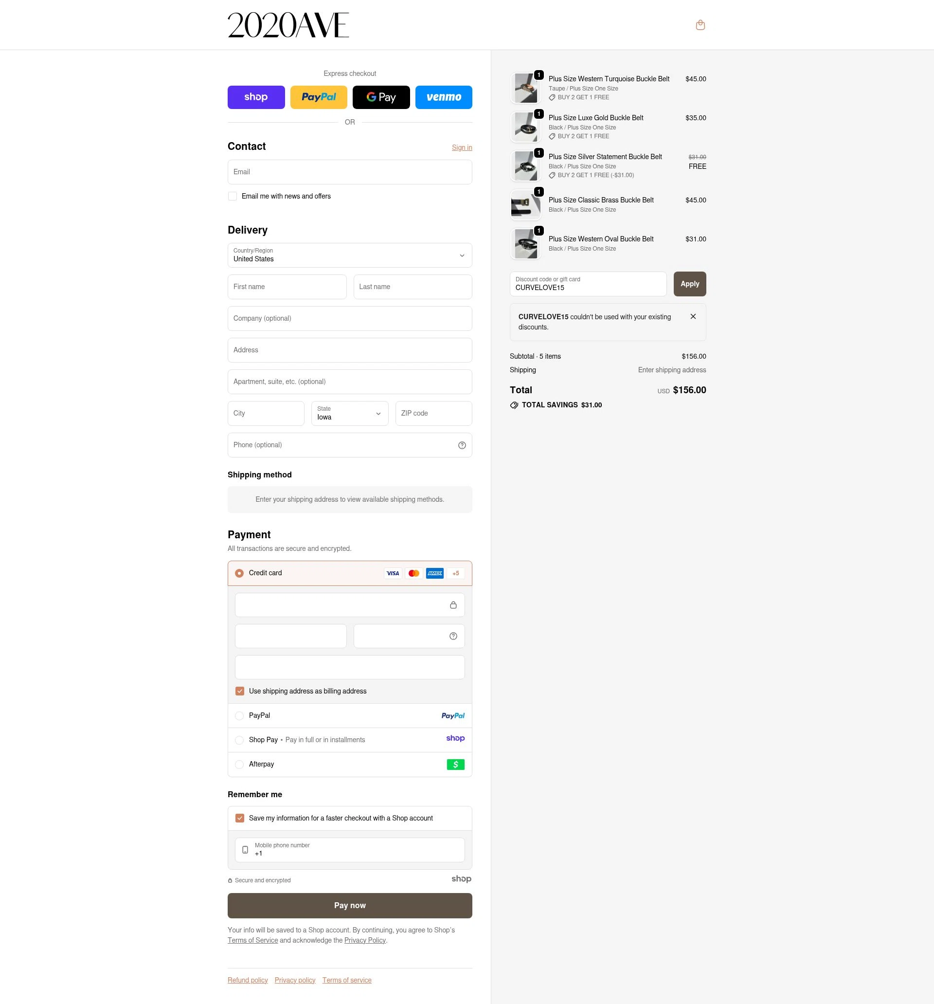 2020AVE checkout page showing 2020AVE promo code box | Screenshot taken by SimplyCodes community member on Dec 3, 2025