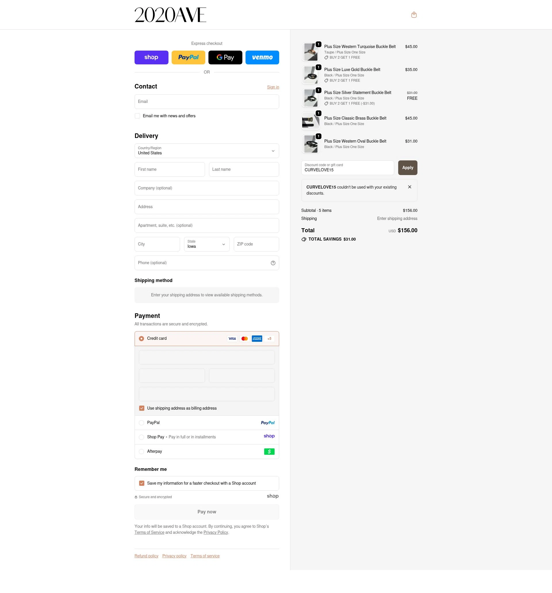 2020AVE checkout page showing 2020AVE promo code box | Screenshot taken by SimplyCodes community member on Dec 9, 2025