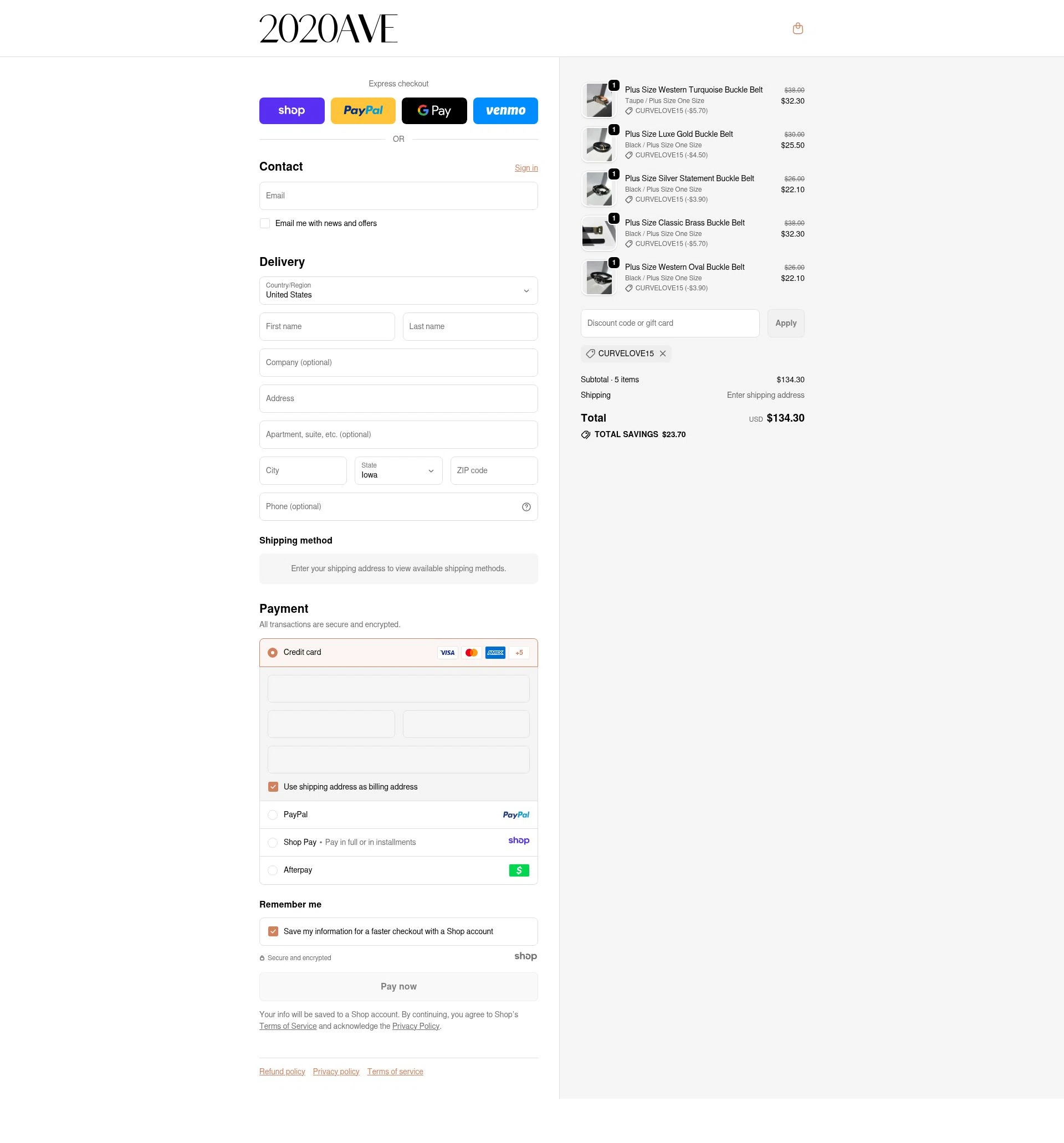 2020AVE checkout page showing 2020AVE promo code box | Screenshot taken by SimplyCodes community member on Nov 28, 2025