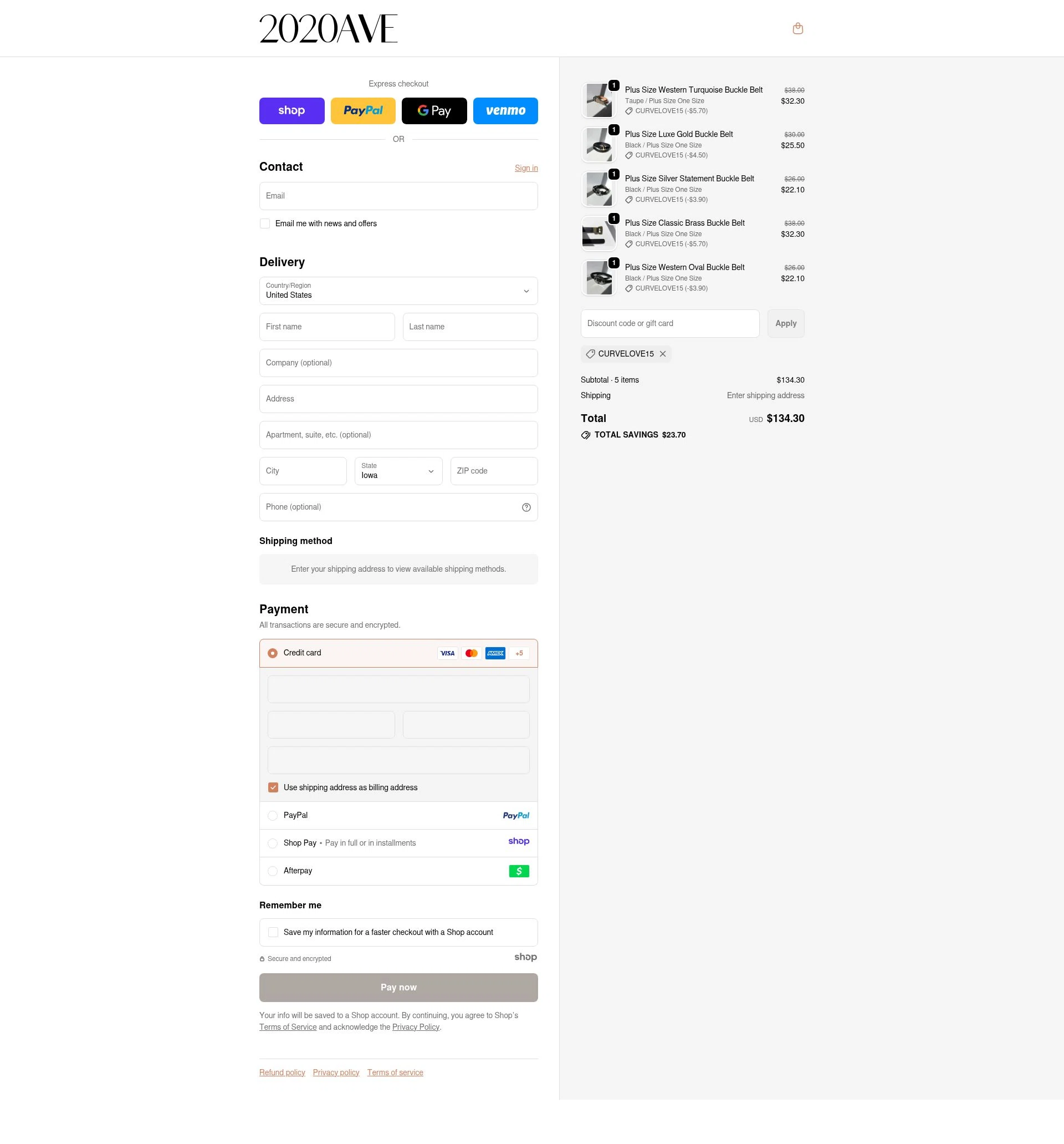 2020AVE checkout page showing 2020AVE promo code box | Screenshot taken by SimplyCodes community member on Nov 23, 2025