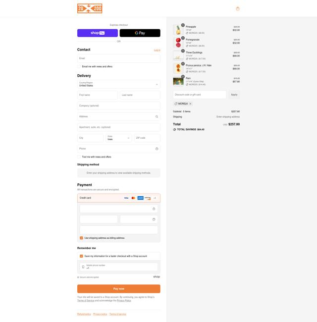20x200 checkout page showing 20x200 promo code box | Screenshot taken by SimplyCodes community member on Aug 26, 2025