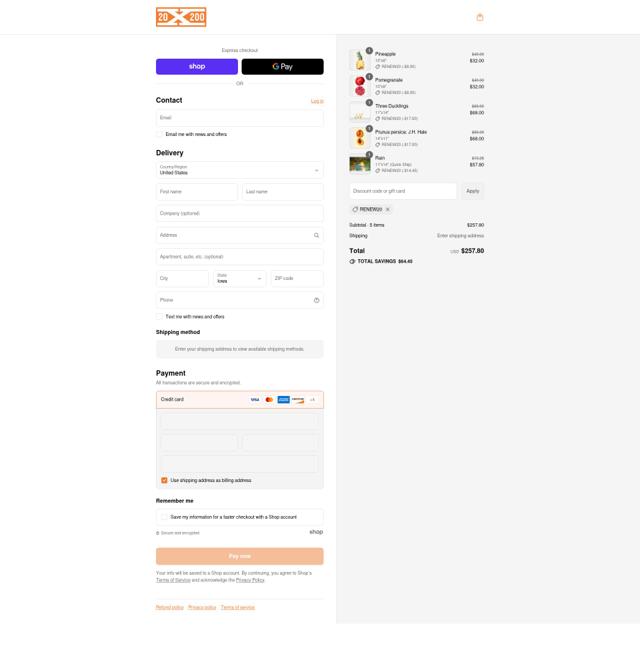 20x200 checkout page showing 20x200 promo code box | Screenshot taken by SimplyCodes community member on Aug 30, 2025
