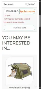 230V1PPRO5 coupon verification screenshot