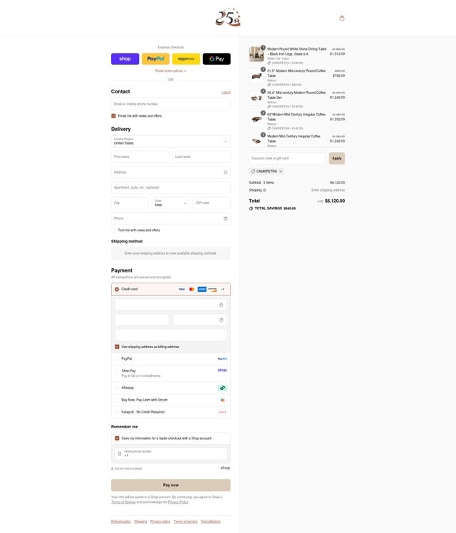 25Home checkout page showing 25Home discount code box | Screenshot taken by SimplyCodes community member on Sep 3, 2025