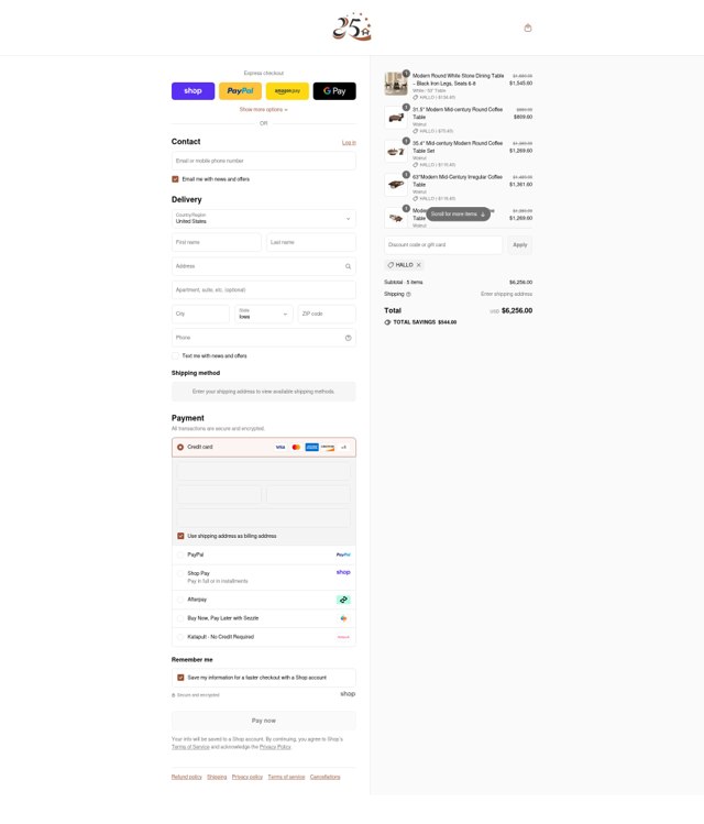 25Home checkout page showing 25Home discount code box | Screenshot taken by SimplyCodes community member on Sep 3, 2025