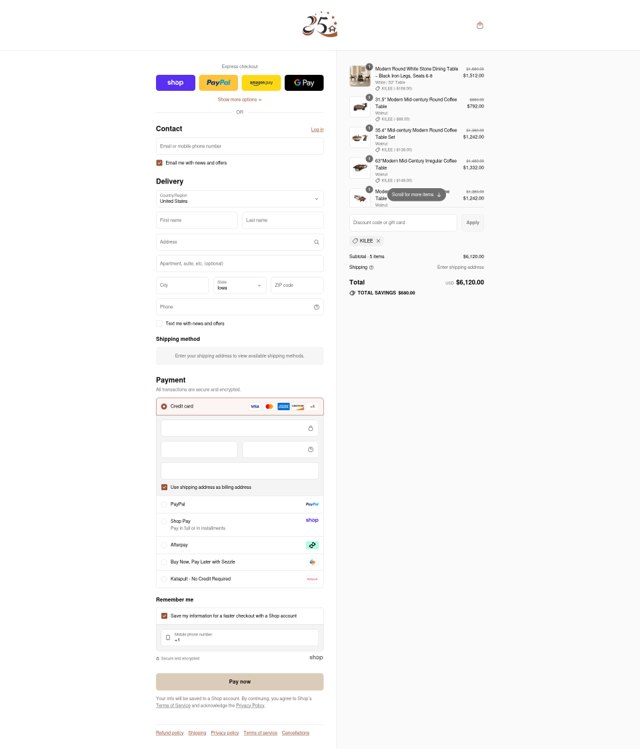 25Home checkout page showing 25Home discount code box | Screenshot taken by SimplyCodes community member on Sep 3, 2025