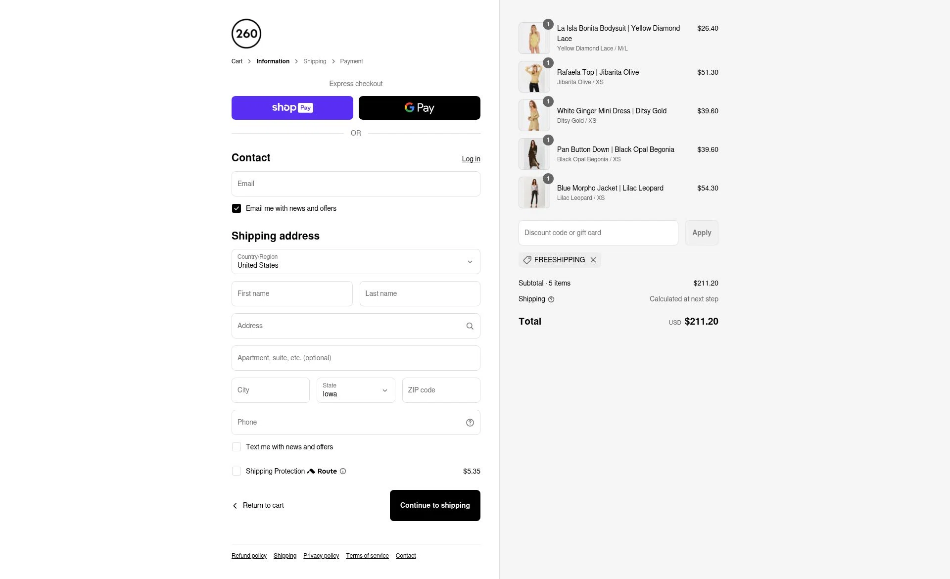 260 Sample Sale checkout page showing 260 Sample Sale discount code box | Screenshot taken by SimplyCodes community member on Aug 4, 2025