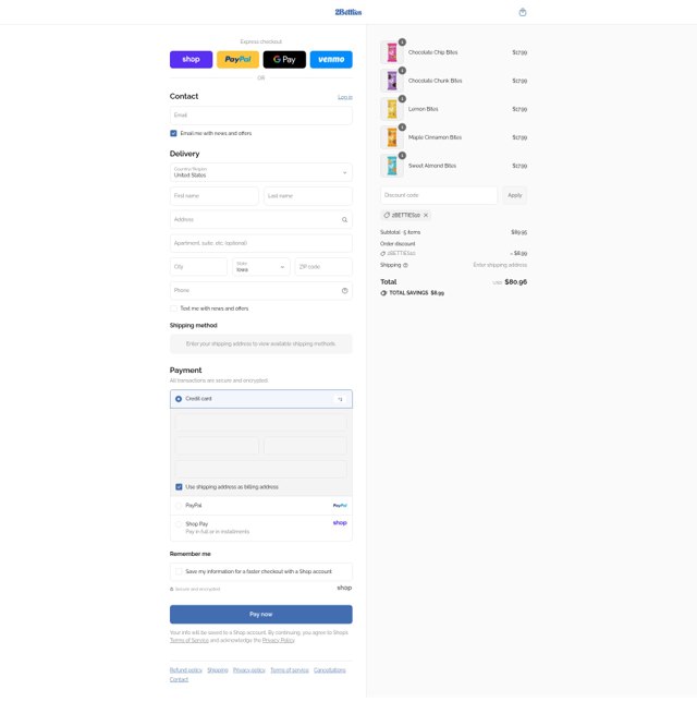 2Betties checkout page showing 2Betties discount code box | Screenshot taken by SimplyCodes community member on Sep 4, 2025