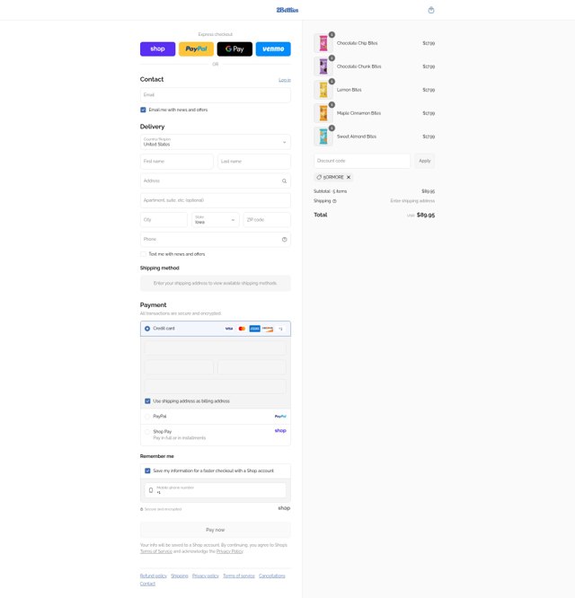2Betties checkout page showing 2Betties discount code box | Screenshot taken by SimplyCodes community member on Sep 4, 2025