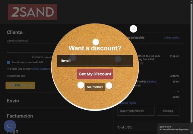 2Sand checkout page showing 2Sand coupon code box | Screenshot taken by SimplyCodes community member on Aug 22, 2025