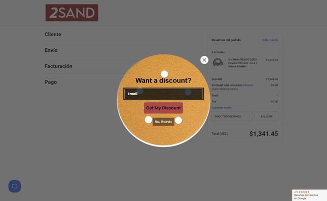 2Sand checkout page showing 2Sand coupon code box | Screenshot taken by SimplyCodes community member on Jul 22, 2025