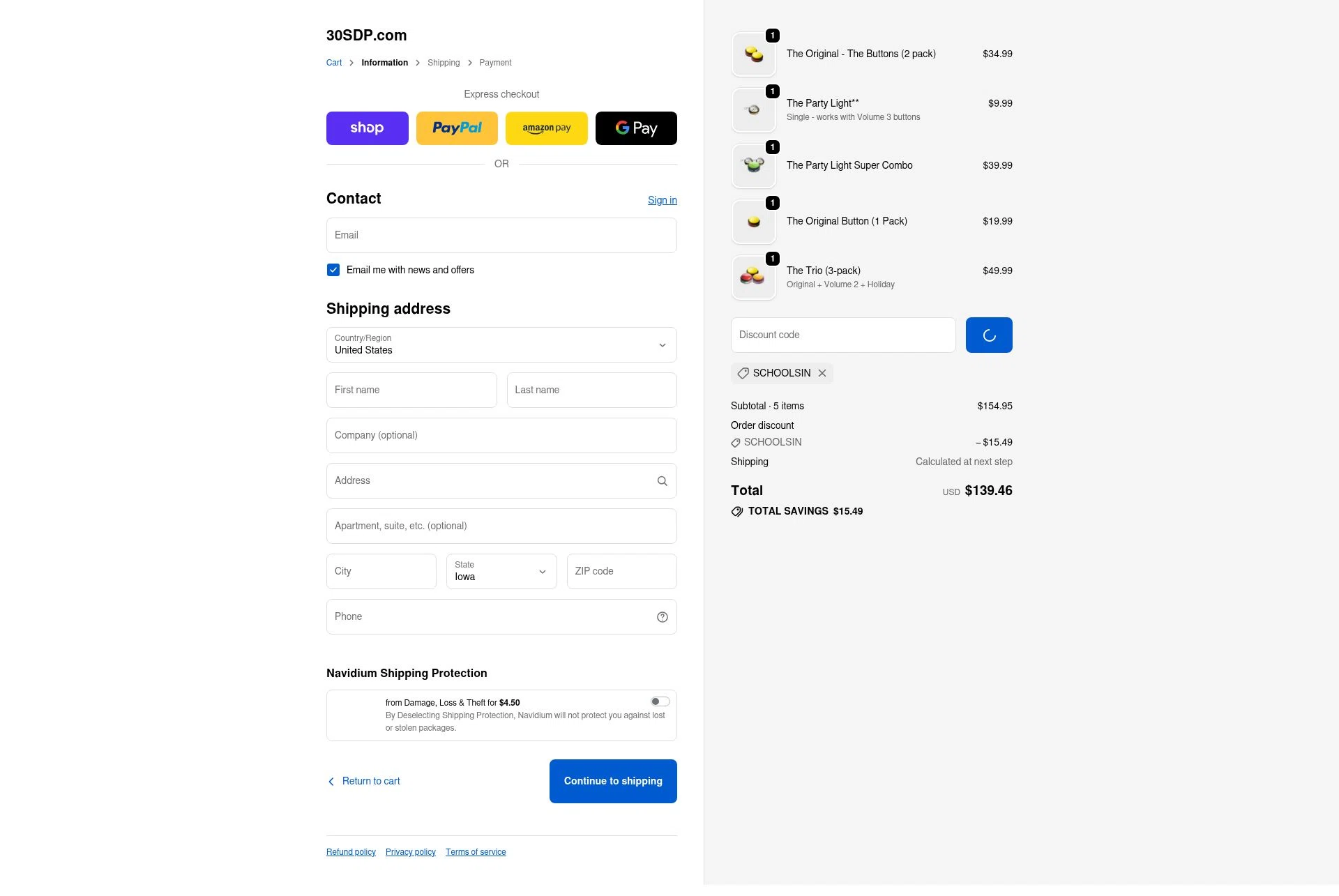 30 Second Dance Party checkout page showing 30 Second Dance Party promo code box | Screenshot taken by SimplyCodes community member on Jan 11, 2026